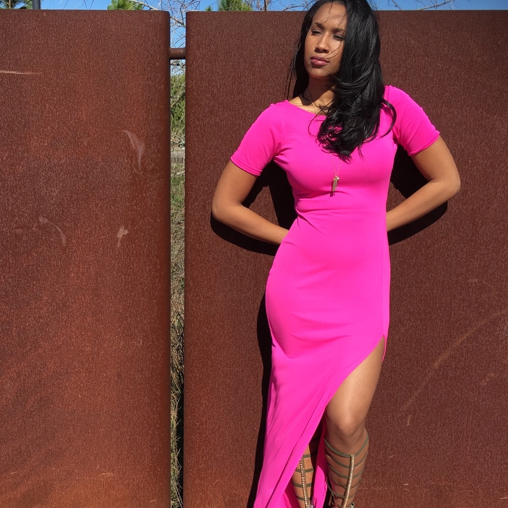 Hot pink ASOS Maxi dress